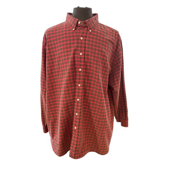 Polo Ralph Lauren 3XB Big Button Down Dress Shirt Classic Fit Red Black Plaid - Picture 1 of 7